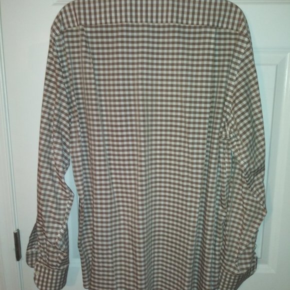Ledbury: Men's Brown & White Gingham. Barrel cuffs, Neck: 17.5 Sleeve: 37 - Picture 5 of 6